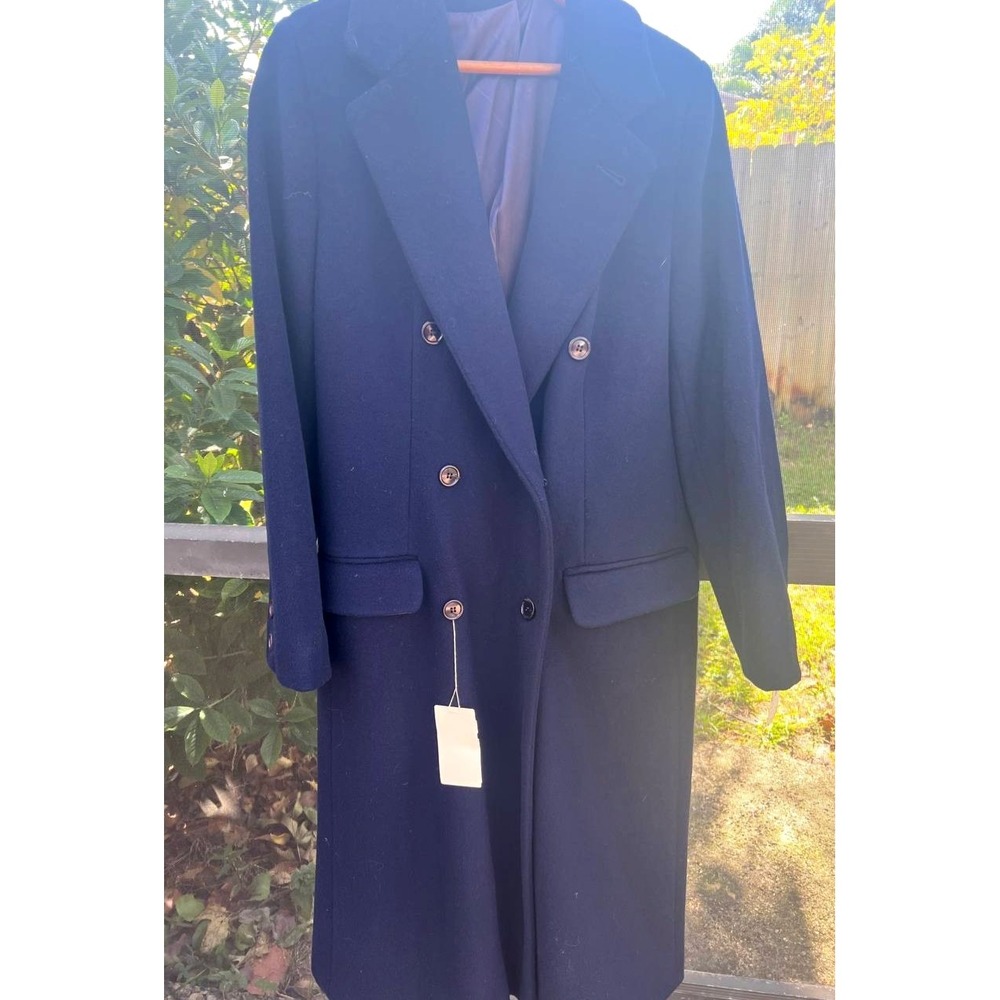 Vintage Sears Carriage Court 100% Wool Double Breasted Coat Navy Size 12 NOS